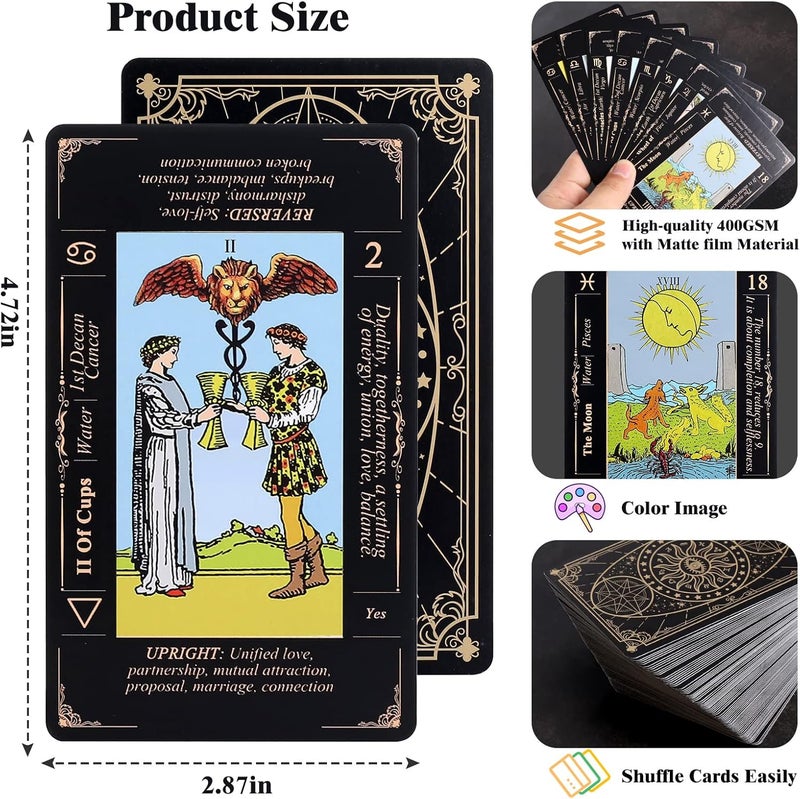 Fofeadm Tarot Cards with Guide Book & Linen Carry Bag, 78 Classic Original Tarot Cards Deck Fortune Telling Game with Meanings on Them for Beginners to Expert - Image 4